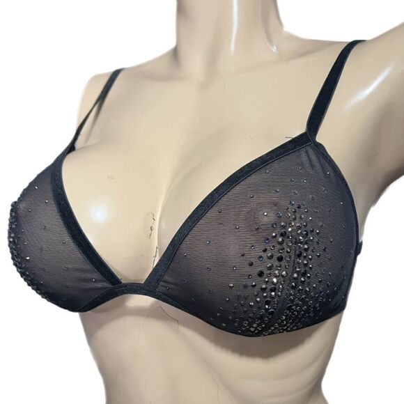 Victorias Secret Bling CRYSTALS Embellished sheer mesh  bralette Limited Edition - Picture 2 of 6